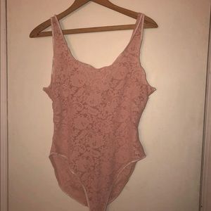 pink lace body suit